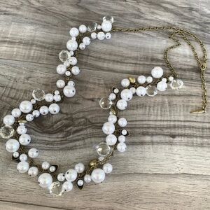 Chloe And Isabel Brass Tone Necklace With Pinned Faux Pearls And Clusters 31"